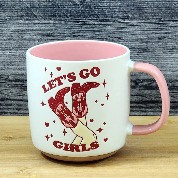 Country Western Coffee Mug Pink Southwest Cowgirl Ceramic Tea Cup Blue Sky 18oz
