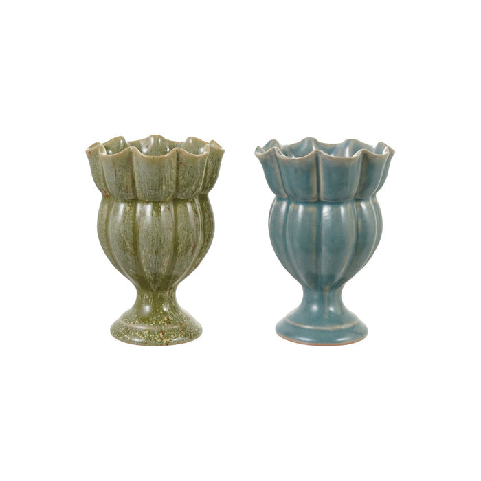 Creative Co-Op Footed Stoneware Vase