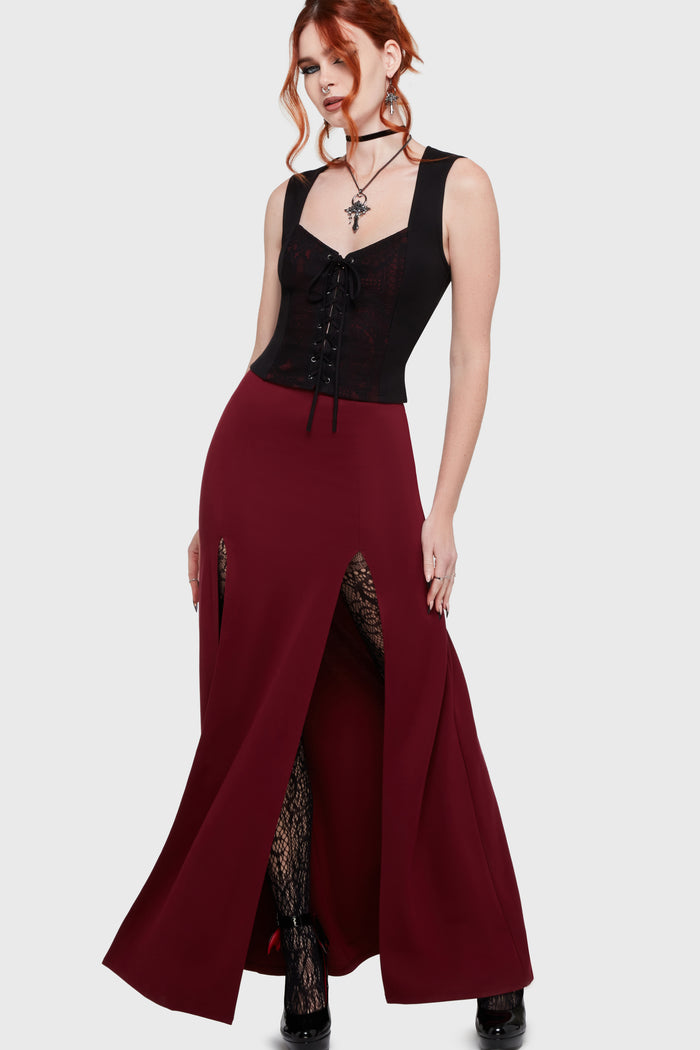 Crimson Bite Maxi Skirt