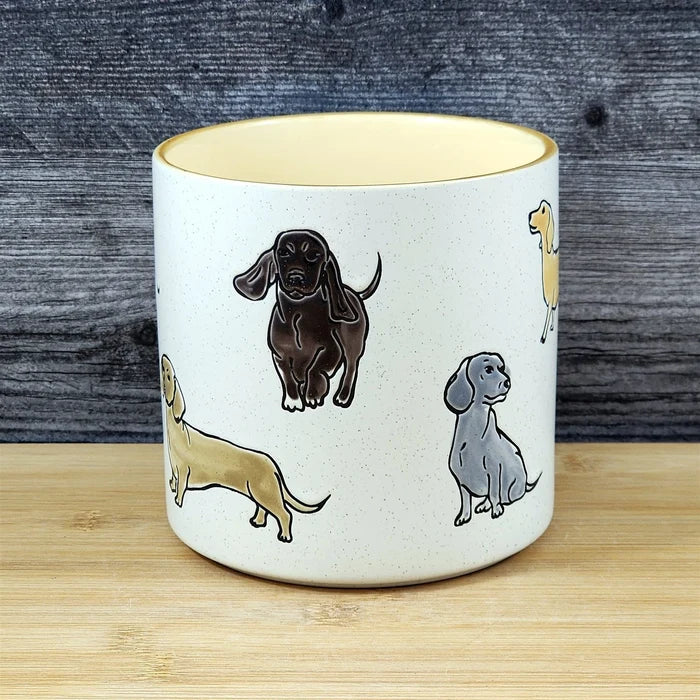 Dachshund Dog Planter Ceramic Utensil Organizer Herb Succulent Pot Blue Sky 5in