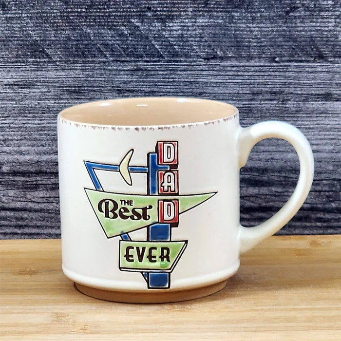 Dad Inspirational Mug Ceramic Embossed Coffee Cup Blue Sky Father's Day Beige