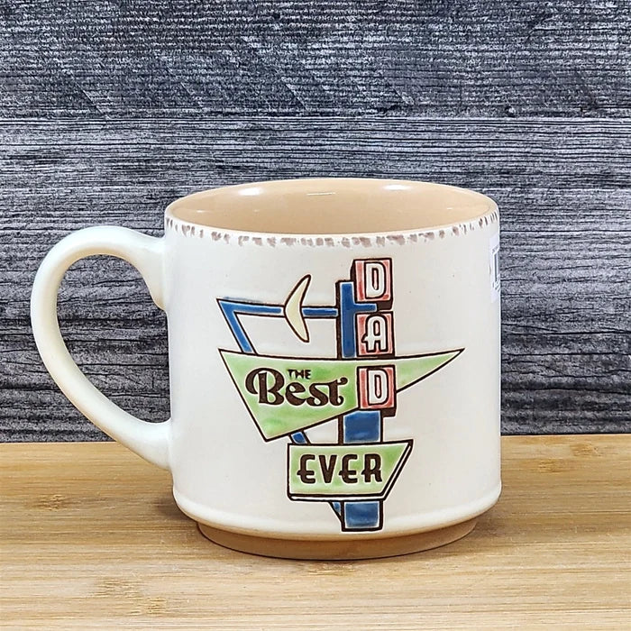 Dad Inspirational Mug Ceramic Embossed Coffee Cup Blue Sky Father's Day Beige