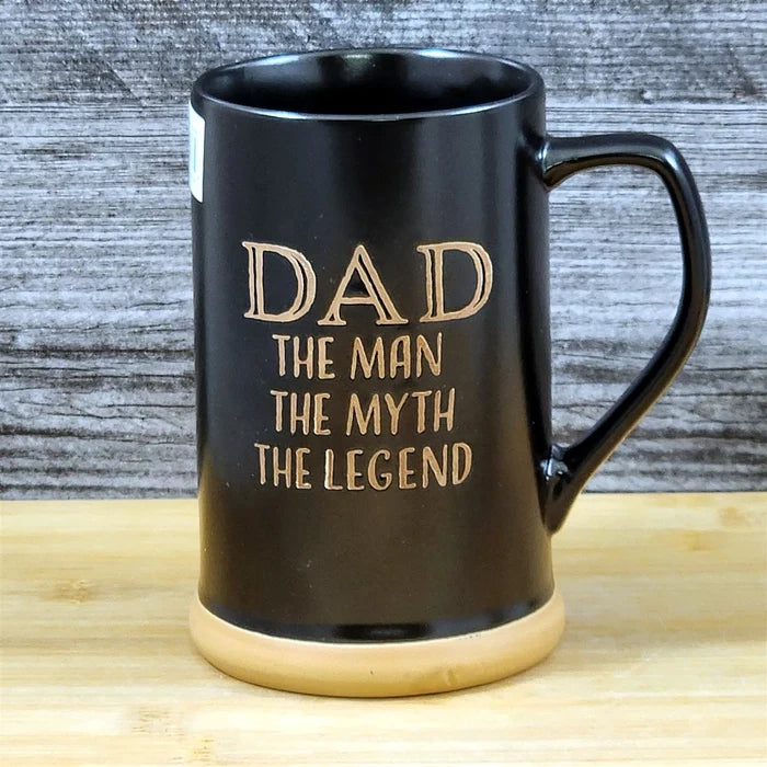 Dad The Man Inspirational Coffee Mug Father Embossed Ceramic Stein Cup Blue Sky
