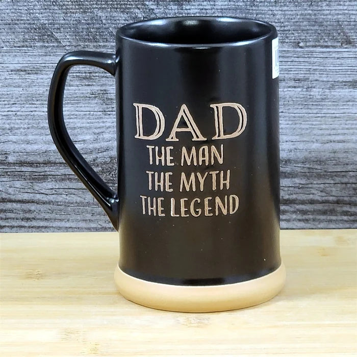 Dad The Man Inspirational Coffee Mug Father Embossed Ceramic Stein Cup Blue Sky