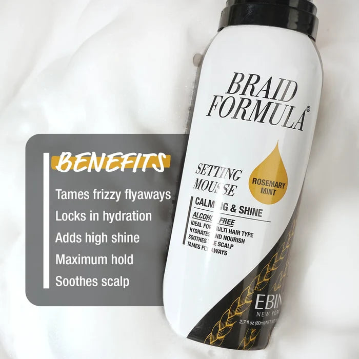 Ebin New York Braid Formula Setting Mousse Strengthening & Shine Sweet Almond Oil