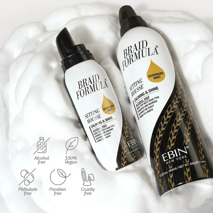 Ebin New York Braid Formula Setting Mousse Strengthening & Shine Sweet Almond Oil