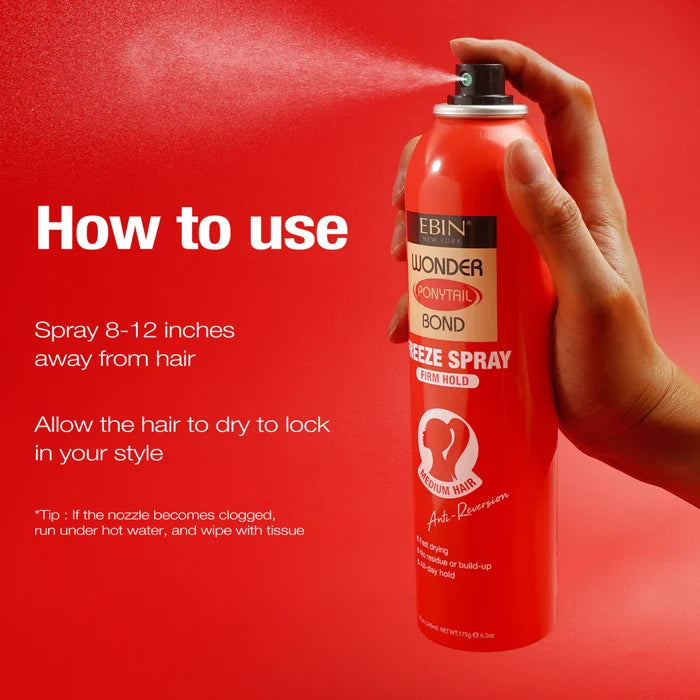 Ebin New York Wonder Ponytail Bond Freeze Spray Firm Hold 245ml - UK Shipping Only