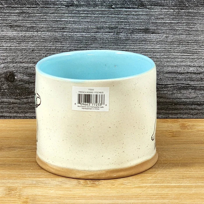 French Bulldog Coffee Tea Cup Dapper Dog Mug Blue Sky Ceramic Embossed 17 oz