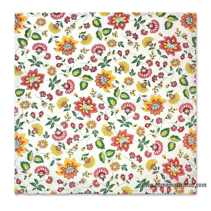 Fayence Red & Cream French Cotton Allover Napkin by Le Cluny
