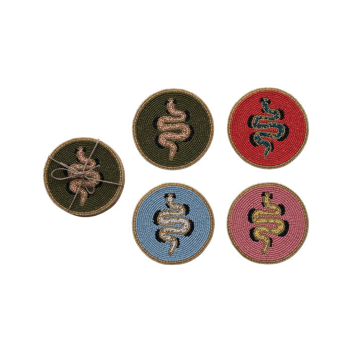 Glass Bead Cotton Coaster - Set of 4