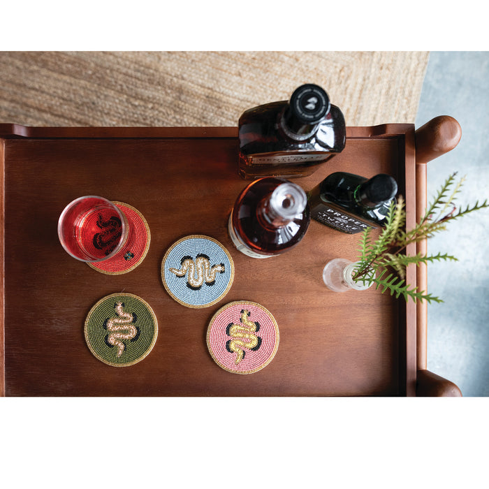 Glass Bead Cotton Coaster - Set of 4