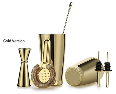 Boston Cocktail Shaker Bar Set Weighted Shaker Tins, Hawthorne Cocktail Strainer, Double Jigger, 12'' Mixing Spoon