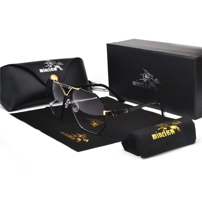 MINCL/New Style 2019 Luxury Brand Designer Sunglasses Men Women Vintage Oversized Glasses Man  NX
