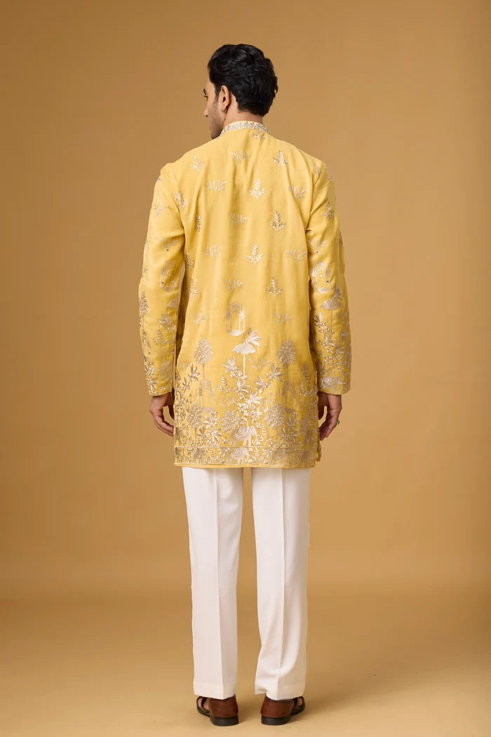Sunburst Embroidered Kurta Pajama Set – Front View | Mahavir NX