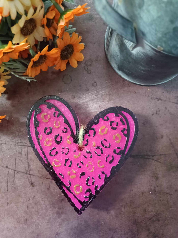 Heart Leopard Print Freshie - Wholesale