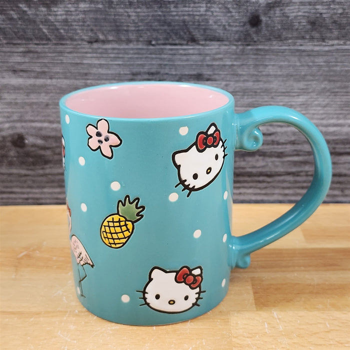 Hello Kitty Summer Fun Coffee Mug & Matching Figurine Set Ceramic Cup Blue Sky