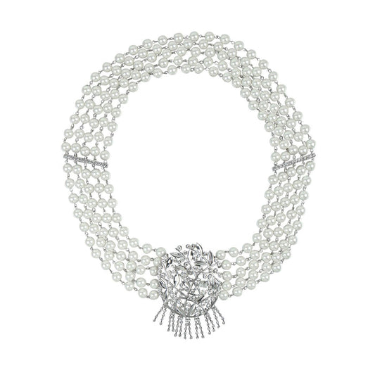 Holly Premium 5 - Strand Pearl & Crystal Necklace – Audrey - Inspired Glamour for Halloween & Timeless Elegance - Utopiat