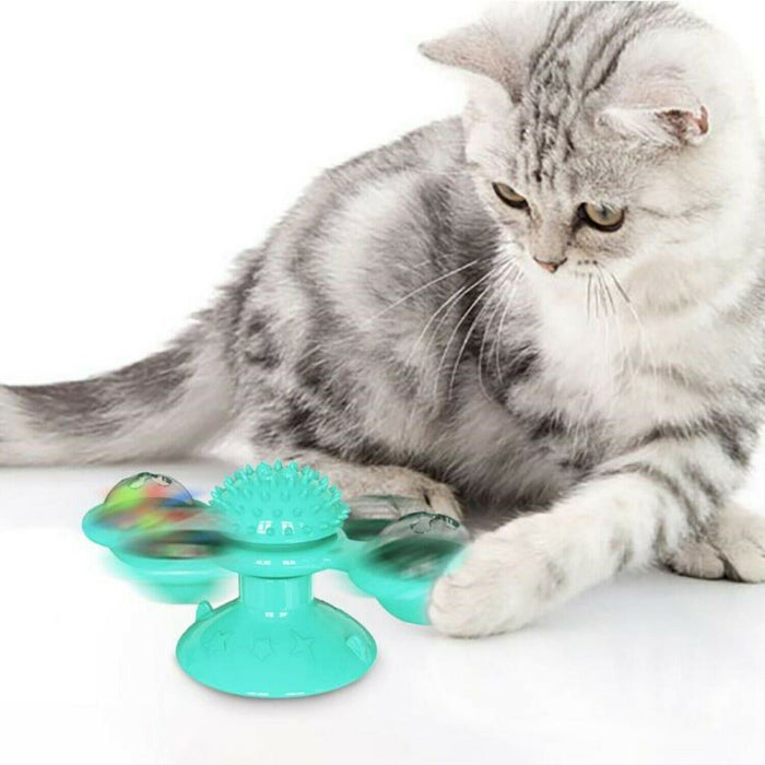 Interactive Cat Toy – Windmill Spinner with Fish Design for Kittens
