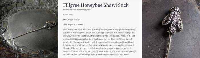Filigree Honeybee Shawl Stick