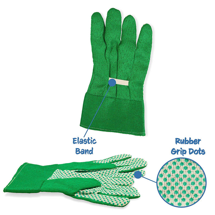 Born Toys Kids Gardening Set (6 pc),Garden Rake and Tools with Kids Gardening Gloves and Washable HAT Set for Real or Sand Gardening Water Sprayer Bag Included