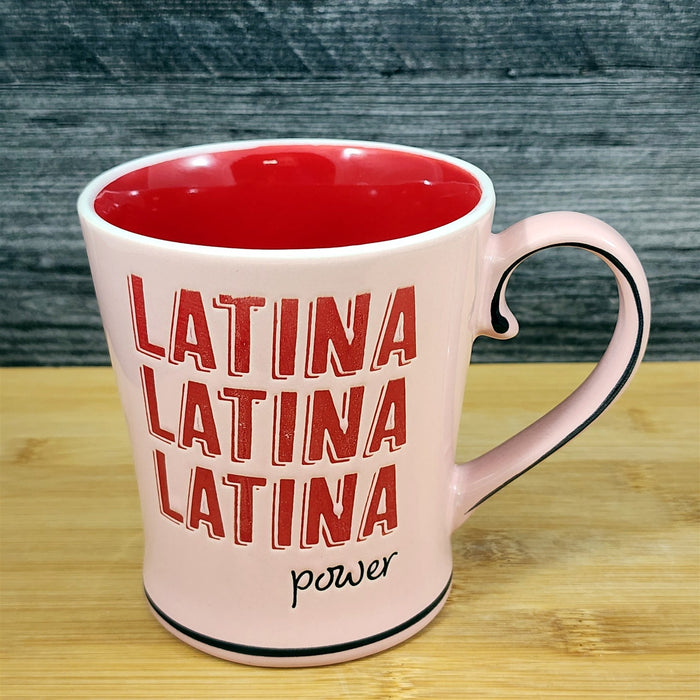 Latina Power Mug Inspirational Ceramic Coffee Tea Cup Pink and Red by Blue Sky
