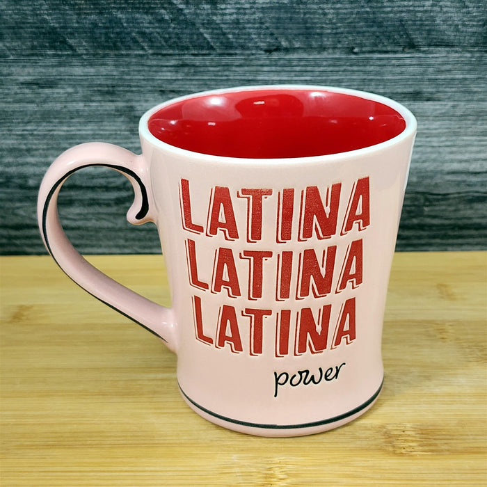 Latina Power Mug Inspirational Ceramic Coffee Tea Cup Pink and Red by Blue Sky