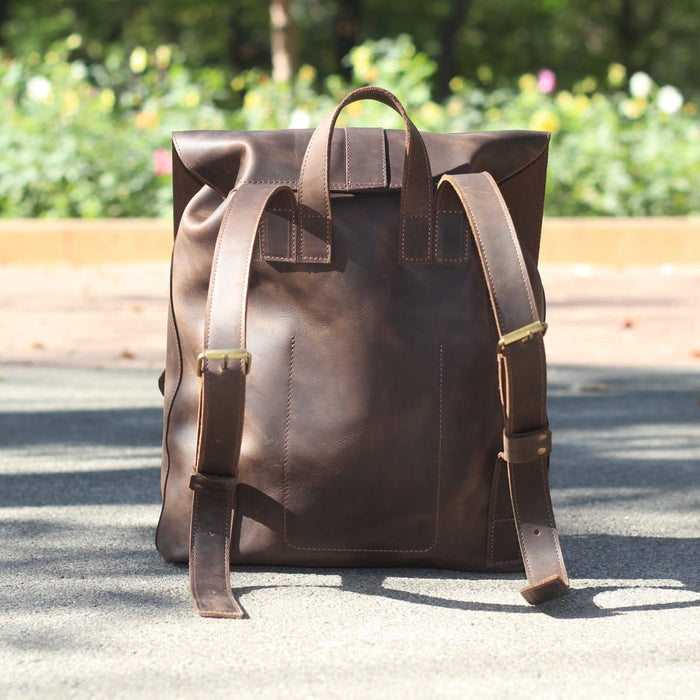 Leather backpack ROCK Brown