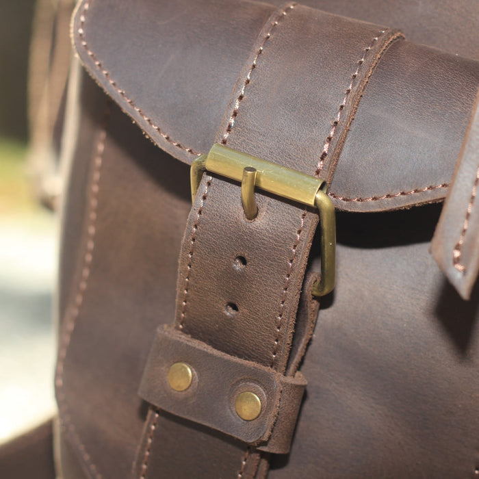 Leather backpack ROCK Brown