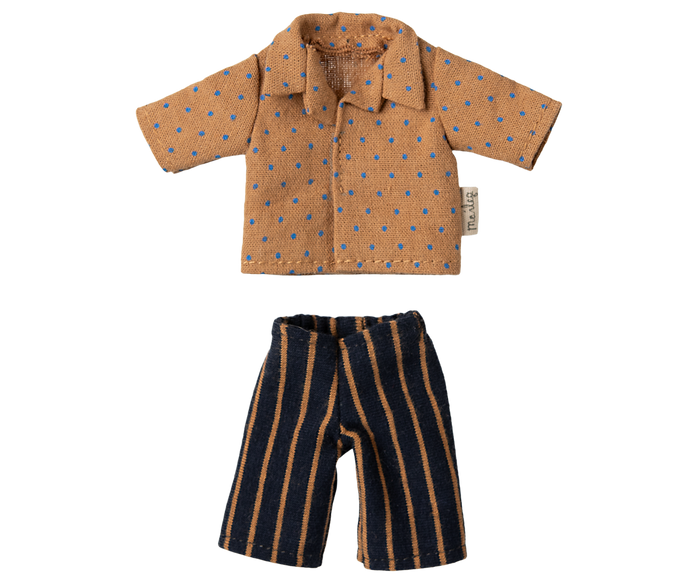 Lt Brown Shirt and Striped Pants