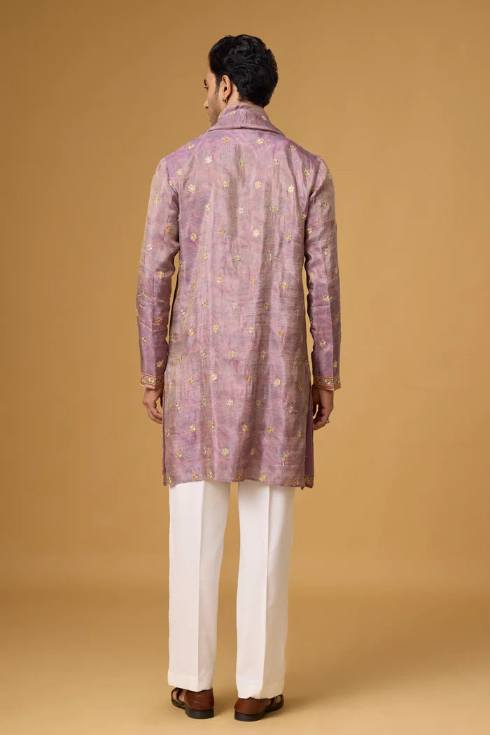 Floral Embroidered Kurta with Dupatta for Men – Front View | Mahavir NX