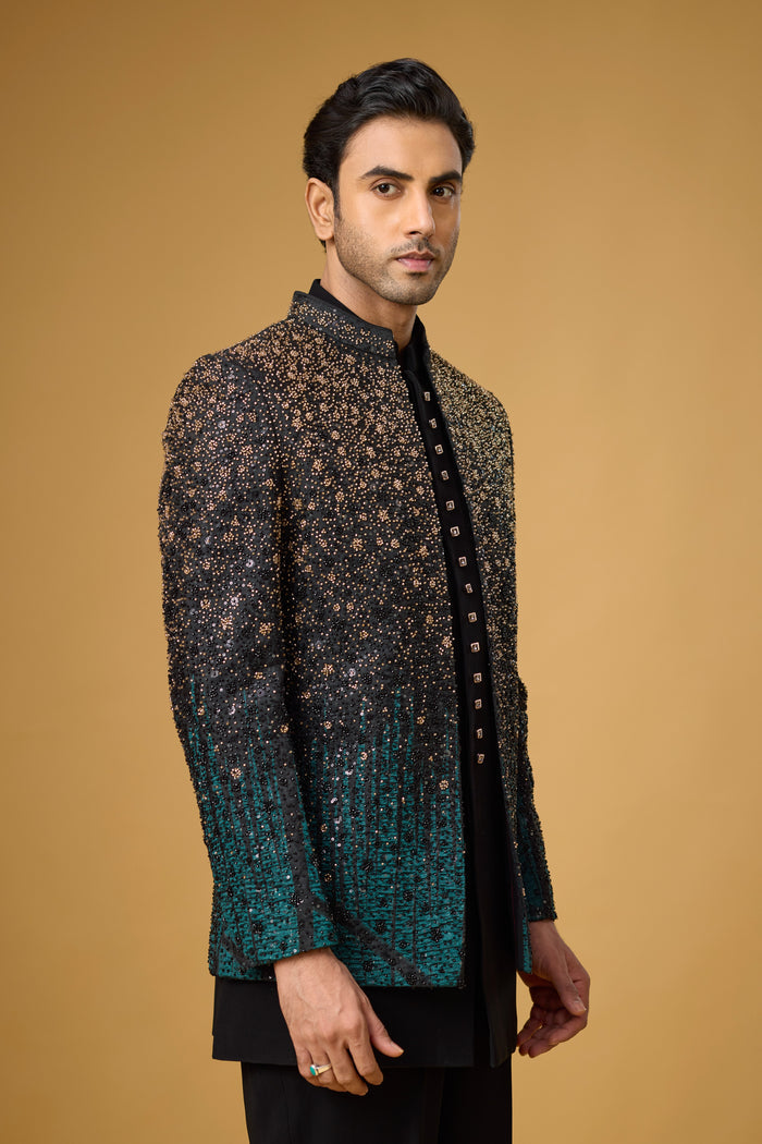 Midnight Teal reception outfit for men
