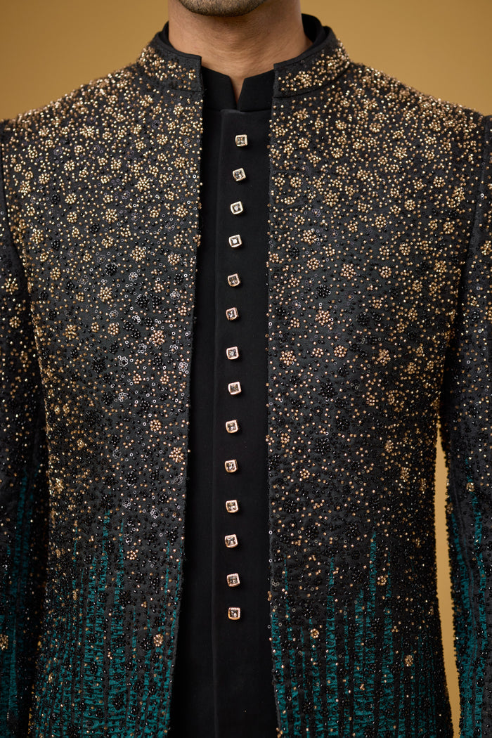Midnight Teal festive Indo-Western outfit