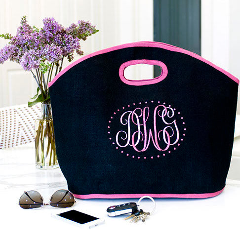Ellis Hill Erin Tote, in textured linen or coated cotton, with monogram