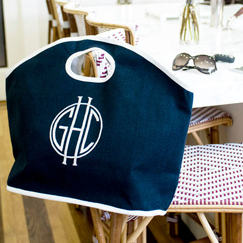 Erin Tote, in textured linen or coated cotton, custom monogram