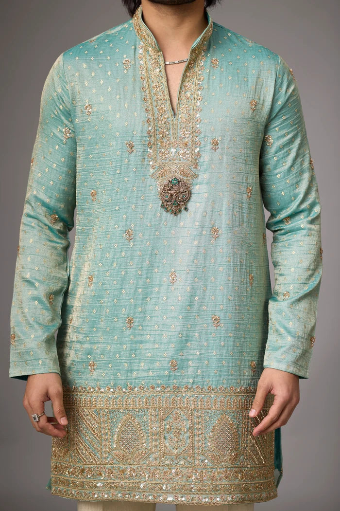 Designer Regal Embroidered Ethnic Kurta – Side View | Mahavir NX