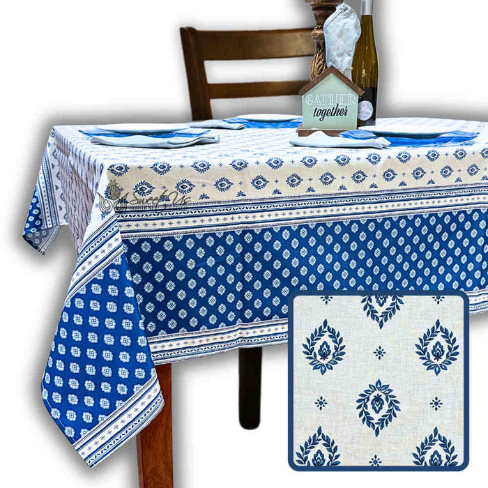 Moustiers Spill-Resistant Classic Allover Tablecloth - Sweet Us