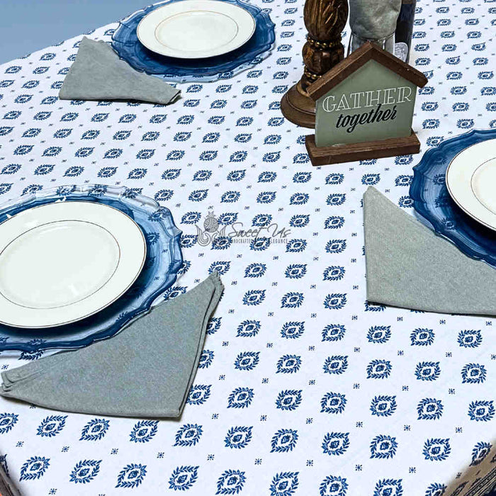 Moustiers Spill-Resistant Classic Allover Tablecloth - Sweet Us