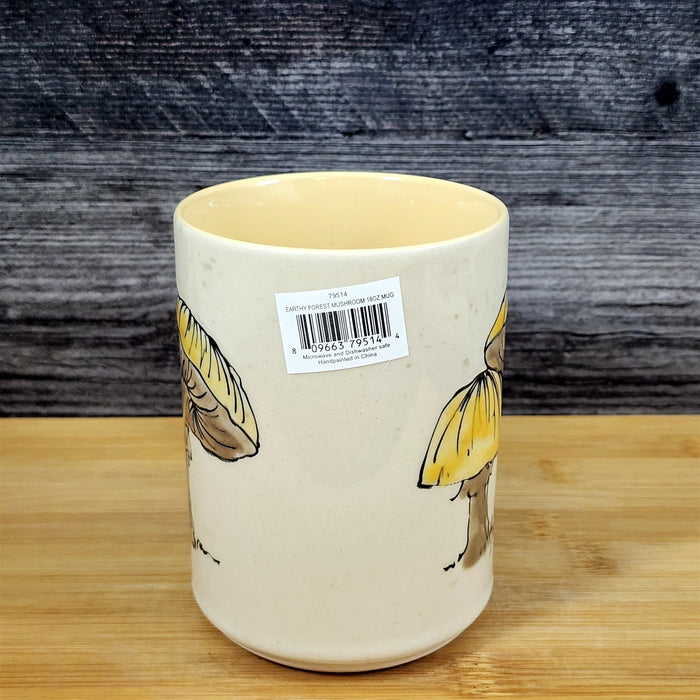 Mushroom Coffee Mug Tea Cup Blue Sky Yellow Toadstool Ceramic Embossed Botanical