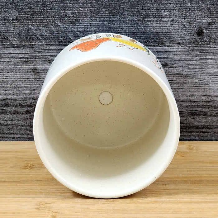 Mushroom Flower Planter Pot Utensil Holder Toadstool Ceramic 5in Blue Sky