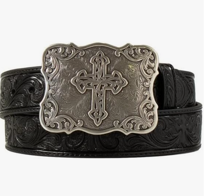 Nocona Belt Co. Women's Embossed Leather Cross Buckle Belt