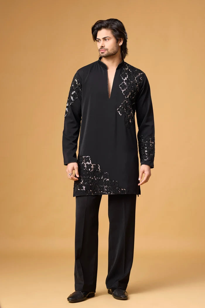 Black Party Wear Kurta Set for Men – Premium Ethnic Wear | Mahavir NX