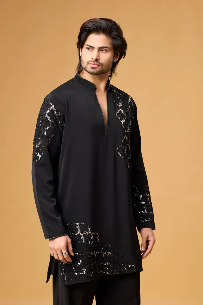 Designer Black Ethnic Kurta Pajama Set for Men | Mahavir NX