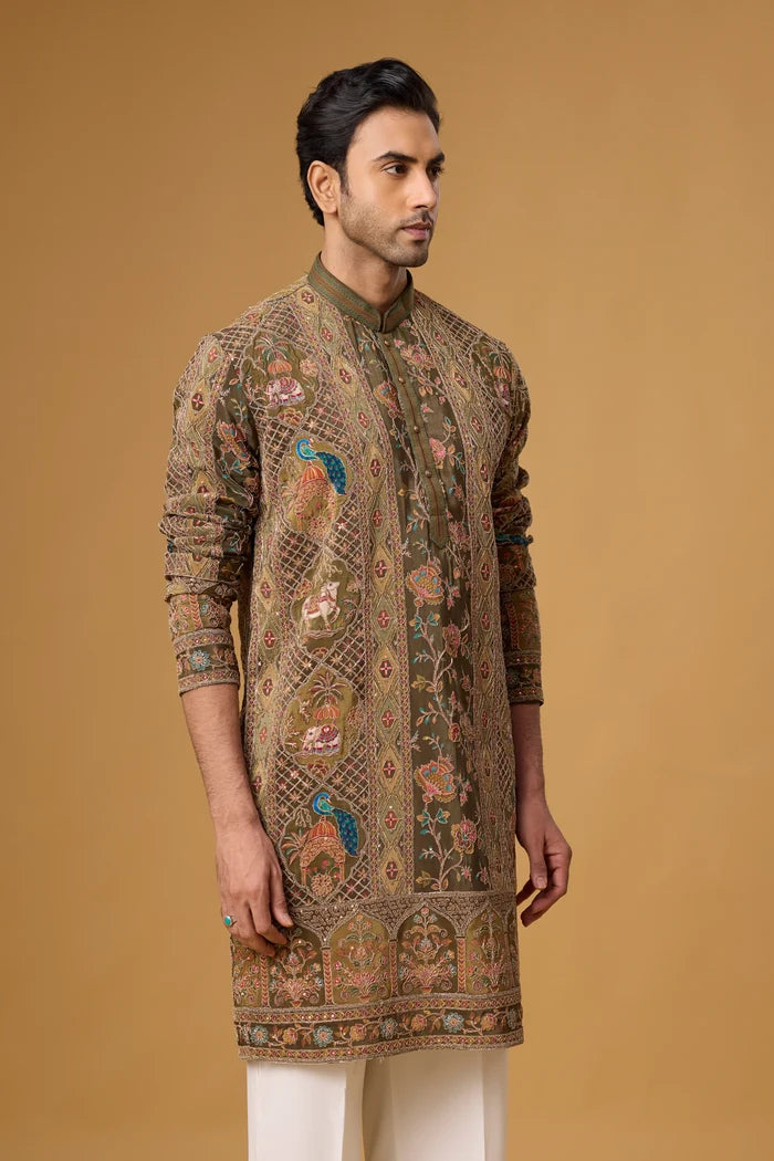 Buy Peacock Design Kurta Set for Men Online India | Mahavir NX