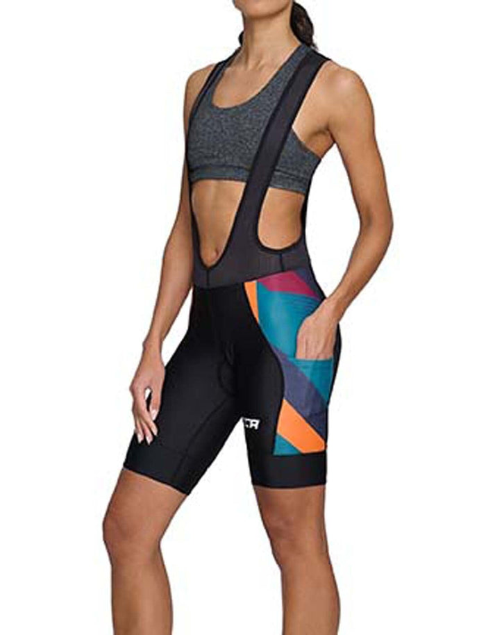 Padded Cycling Bib Shorts For Women With Side Pockets, Bib Straps and Anti-slip Leg Grippers