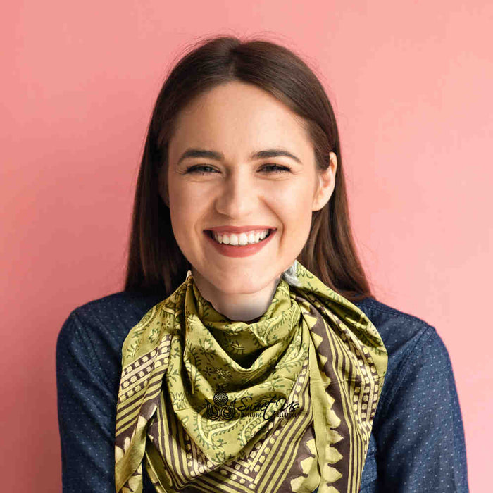 Paisley Splendor Cotton Floral Scarf for Women, Jade Jewel - Sweet Us