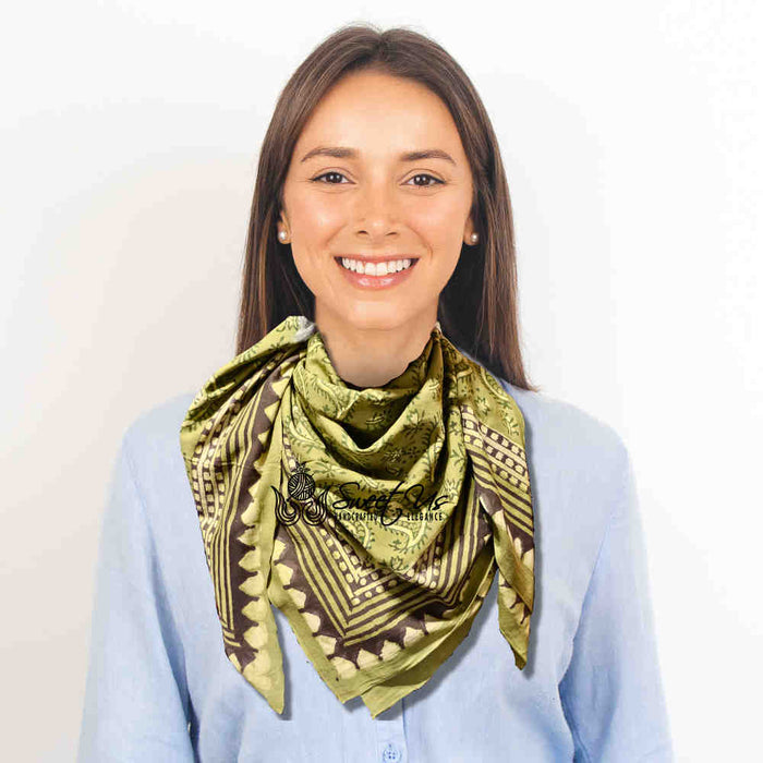Paisley Splendor Cotton Floral Scarf for Women, Jade Jewel - Sweet Us