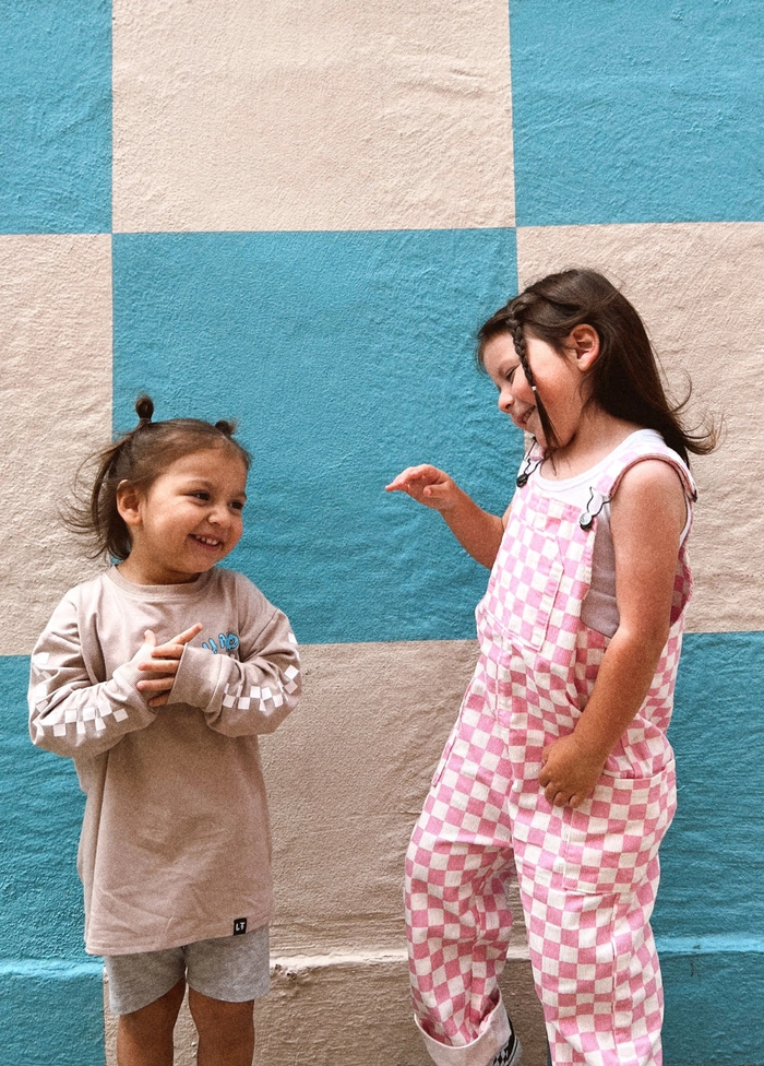 Pink Checker Overalls