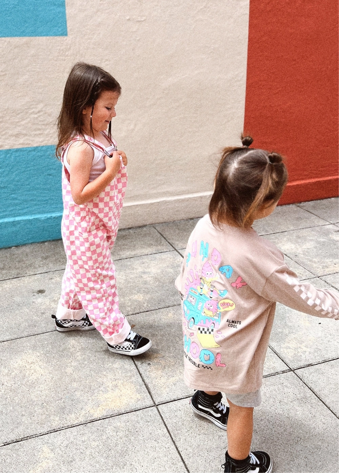 Pink Checker Overalls