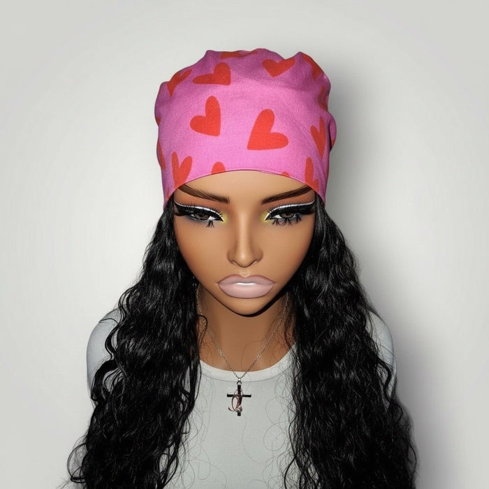 Pink & Red Heart Crush Satin-Lined Tie Back Scrub Cap - Nursecaresuites - Online Healthcare BoutiqueScrub CapCute Scrub Capcute scrub capsgirly scrub cap