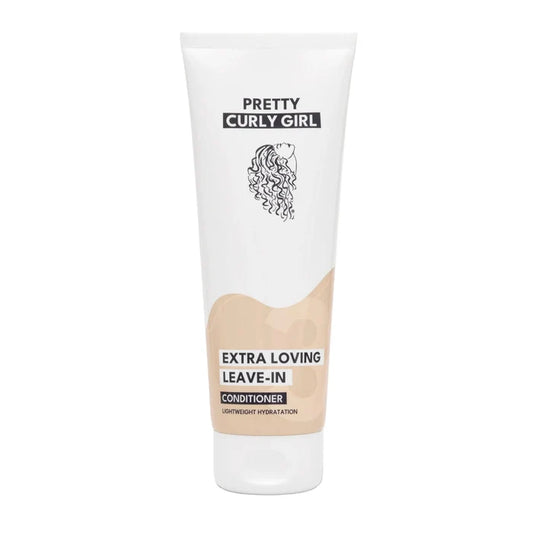 Tube of 'Pretty Curly Girl' Extra Loving Leave-In Conditioner on a white background